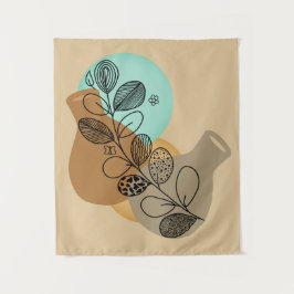 黒葉付きボヘミア抽象芸術ミニマリスト タペストリー