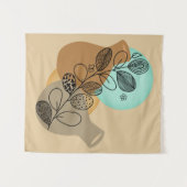 黒葉付きボヘミア抽象芸術ミニマリスト タペストリー (正面(横))