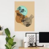 黒葉付きボヘミア抽象芸術ミニマリスト ポスター (ホームオフィス)