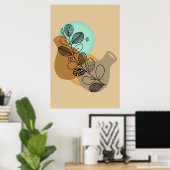 黒葉付きボヘミア抽象芸術ミニマリスト ポスター (ホームオフィス)