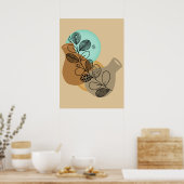 黒葉付きボヘミア抽象芸術ミニマリスト ポスター (キッチン)