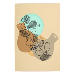 黒葉付きボヘミア抽象芸術ミニマリスト メタルプリント