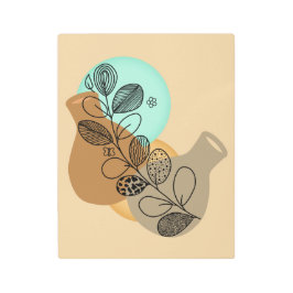 黒葉付きボヘミア抽象芸術ミニマリスト メタルプリント