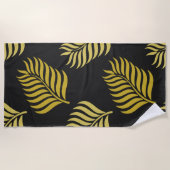 黒葉地に金の ビーチタオル (正面)