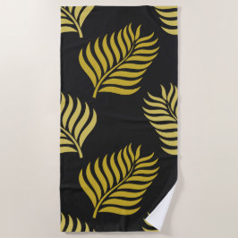 黒葉地に金の ビーチタオル