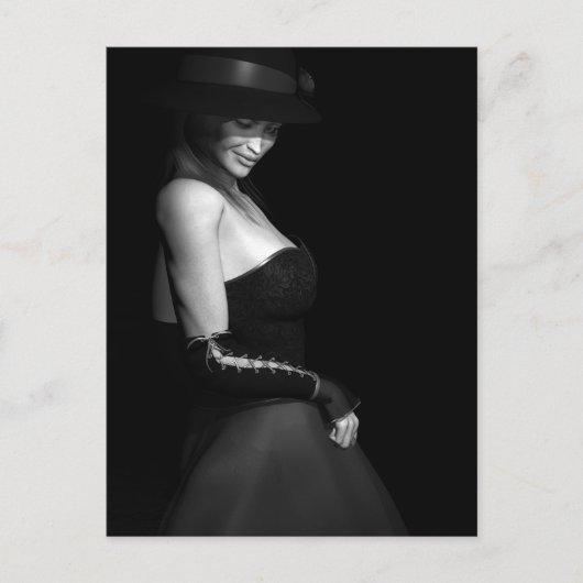 黒葉書入り婦人 ポストカード (正面)