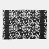 黒葉柄キッチンタオル キッチンタオル (横)