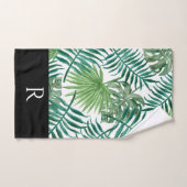 黒葉柄モダンモノグラム浴室用タオル バスタオルセット (ハンドタオル)