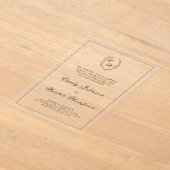 黒葉紋章モノグラム結婚ズ アクリル招待状 (レイダウン)