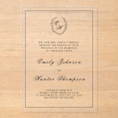 黒葉紋章モノグラム結婚ズ アクリル招待状 (正面)