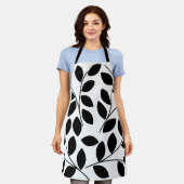 黒葉色のパターン エプロン (着用した状態)