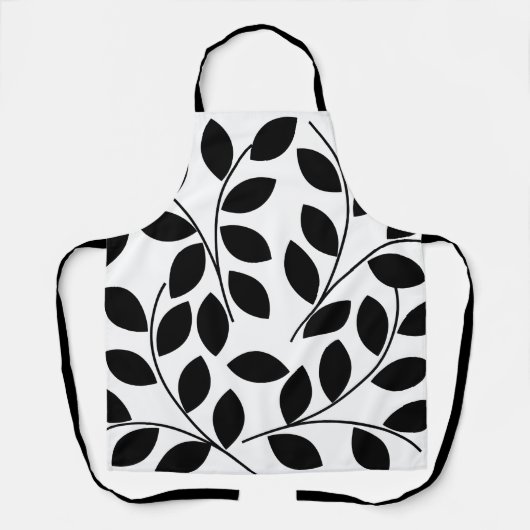 黒葉色のパターン エプロン (正面)