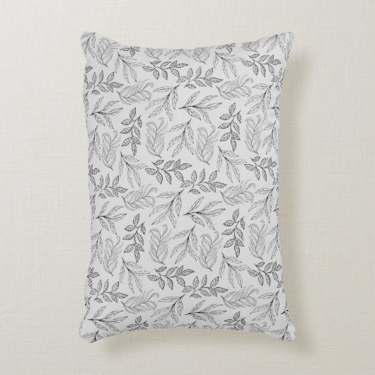 黒葉色柄ソフト灰色アクセント枕 アクセントクッション (正面(垂直))