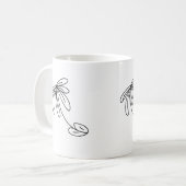 黒葉花線芸術抽象デザイン コーヒーマグカップ (正面左)