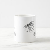 黒葉花線芸術抽象デザイン コーヒーマグカップ (中央)