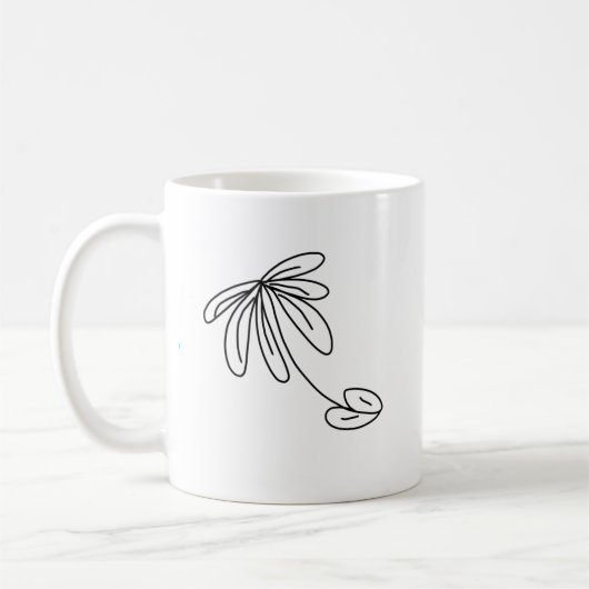 黒葉花線芸術抽象デザイン コーヒーマグカップ (左)