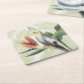 黒葉鳥の手のひら スクエアペーパーコースター (アングル)