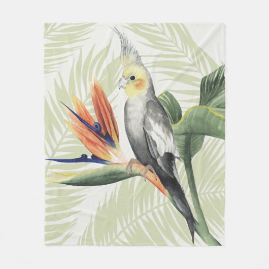 黒葉鳥の手のひら フリースブランケット (正面)