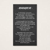 黒葬記念写真悔やみや弔慰祈りの言葉カード (裏面)