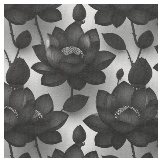 黒蓮の花布 ファブリック (クローズアップ)