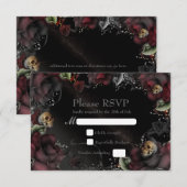 黒薔薇と骸骨 ゴシックウェディング返信カード 出欠カード (正面/裏面)