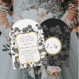 黒薔薇のトワルボーダーオーダーメイドカラーウェディング 招待状