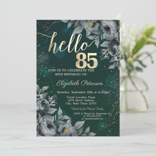黒薔薇グリーン85歳誕生日 招待状 (スタンド正面)