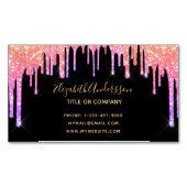 黒虹のグリッタードリップグラームメイクアップ髪 マグネット名刺 (正面)