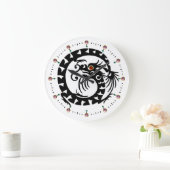 黒蛇竜白、ピンクの宝石ファンタジー ラージ壁時計 (ホーム)