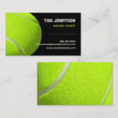 黒蛍光モダン黄色テニスボールコーチ 名刺 (正面/裏面)