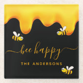 黒蜂の甘い蜂蜜の名前 ガラスコースター (正面)