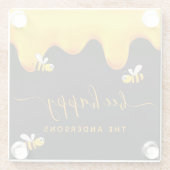 黒蜂の甘い蜂蜜の名前 ガラスコースター (裏面)