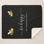 黒蜂happy bumble bees夏のおもしろい家族の名前 シェルパブランケット (正面(横))