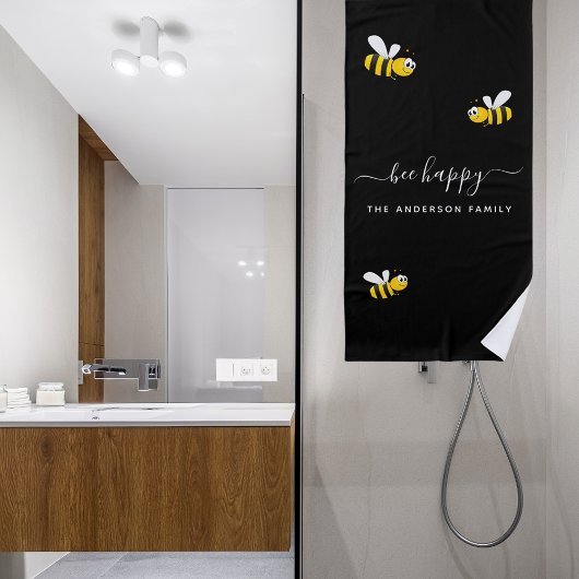 黒蜂happy bumble bees夏のおもしろい家族の名前 ビーチタオル