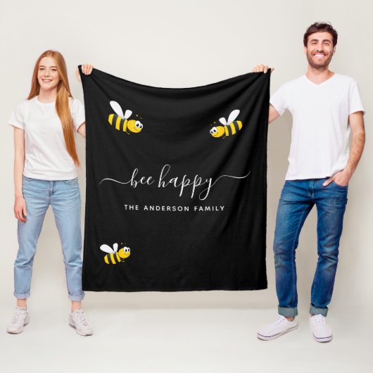 黒蜂happy bumble bees夏のおもしろい家族の名前 フリースブランケット (インサイチュ)
