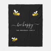 黒蜂happy bumble bees夏のおもしろい家族の名前 フリースブランケット (正面)