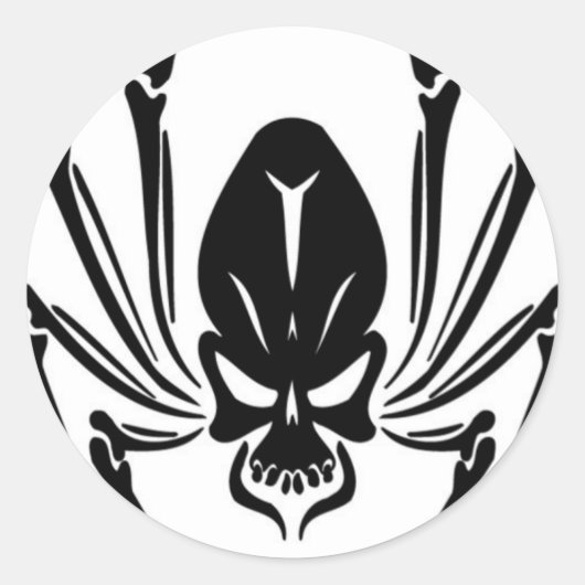 黒蜘蛛の昆虫怖い硬いタトゥー ラウンドシール (正面)