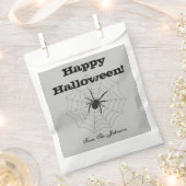 黒蜘蛛グレー紙ハロウィンパーティーお土産袋 フェイバーバッグ (クリップ留めされた状態)