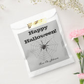 黒蜘蛛グレー紙ハロウィンパーティーお土産袋 フェイバーバッグ (封をした状態)