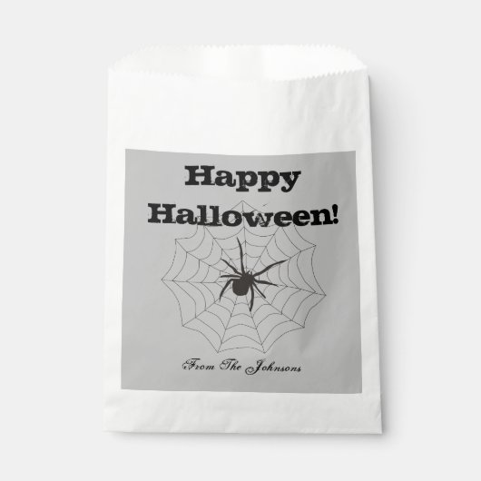 黒蜘蛛グレー紙ハロウィンパーティーお土産袋 フェイバーバッグ (正面)