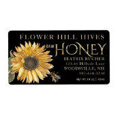 黒蜜ラベルひまわり蜂メタリック金ゴールド文字 ラベル (正面)