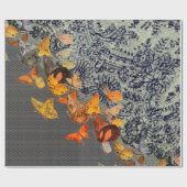 黒蝶およびレースのラッピング紙 ラッピングペーパー (フラット)