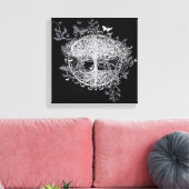 黒蝶と白蝶の木byアメリアキャリー キャンバスプリント (インサイチュ (リビング))