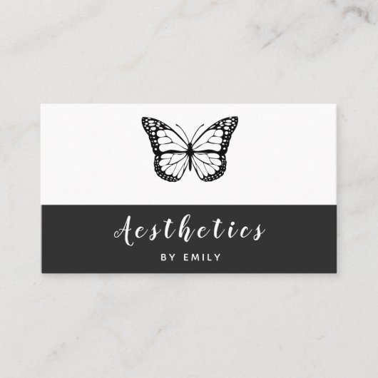黒蝶と白蝶の美学スキンケアモダン 名刺 (正面)