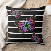 黒蝶ストライプのモダン クッション (ブランケット)