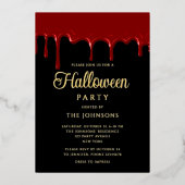 黒血エレガント滴ハロウィーン金ゴールド 箔招待状 (正面)