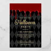 黒血エレガント滴ハロウィーン金ゴールド 箔招待状 (正面)