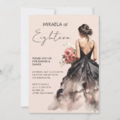 黒衣エレガントのレディースイン18thバースデーパーティー 招待状 (正面)