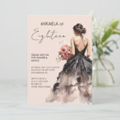 黒衣エレガントのレディースイン18thバースデーパーティー 招待状 (スタンド正面)