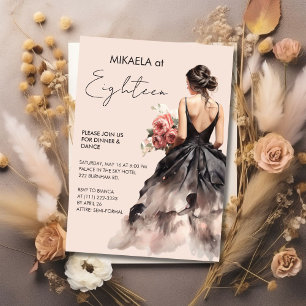 黒衣エレガントのレディースイン18thバースデーパーティー 招待状